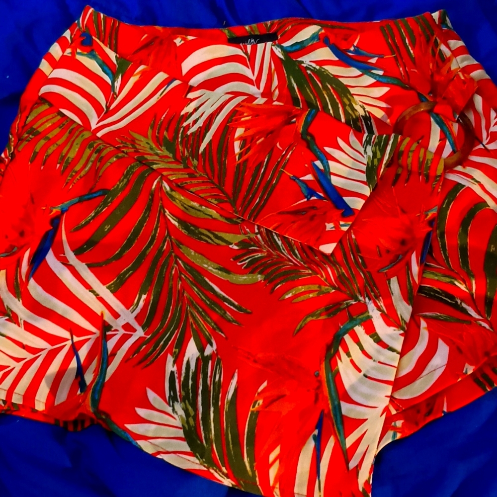 Red and Green Tropical Skorts for Summer